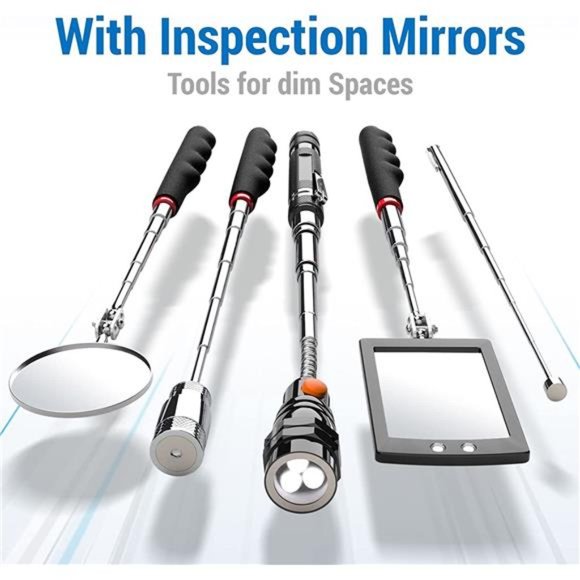 Telescoping Magnetic Pick Up Tool Kit, 360 Swivel Adjustable Mirror & Flexible - Picture 5 of 7
